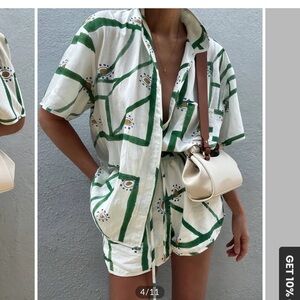 Print Drawstring short set